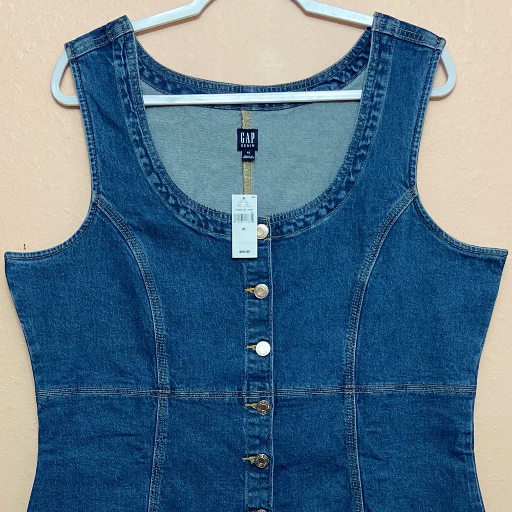 GAP Factory Denim Button-Front Mini Dress - Picture 2 of 3